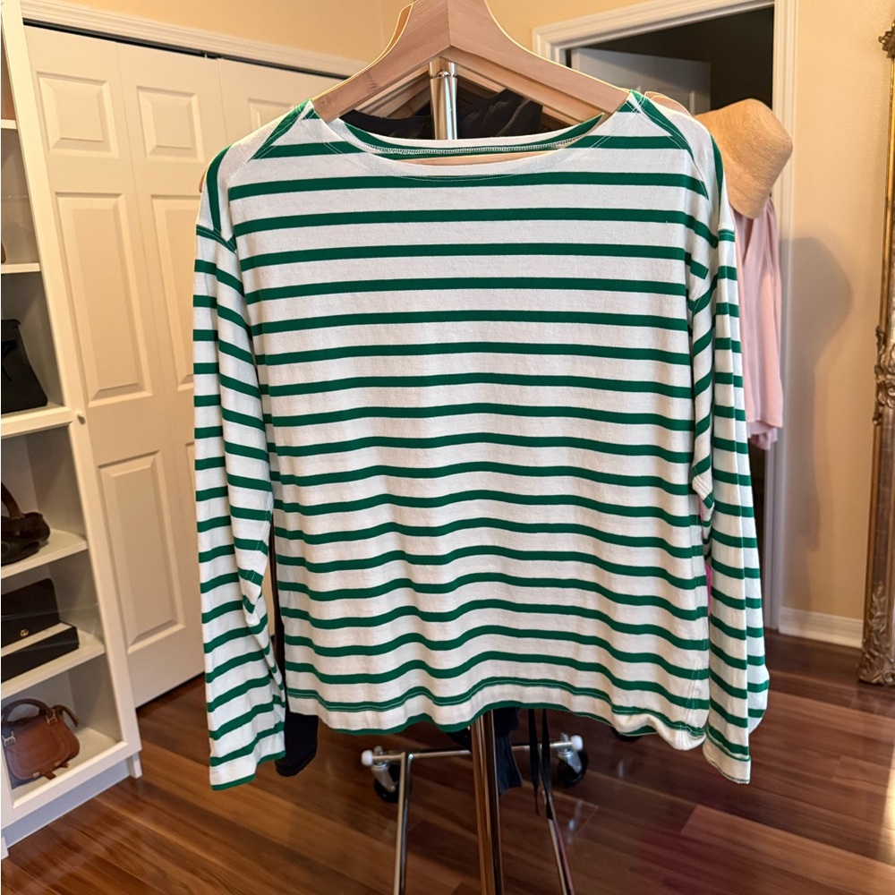 Everlane Mariner Tee in Green and White Striped